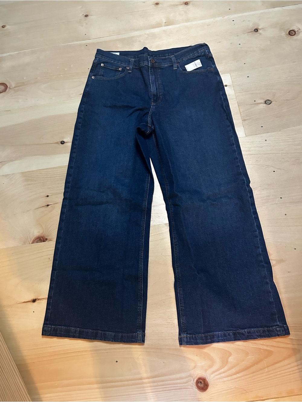 NWT Classic Womens Gap High Rise Stride Wide-Leg Dark Blue Jeans
